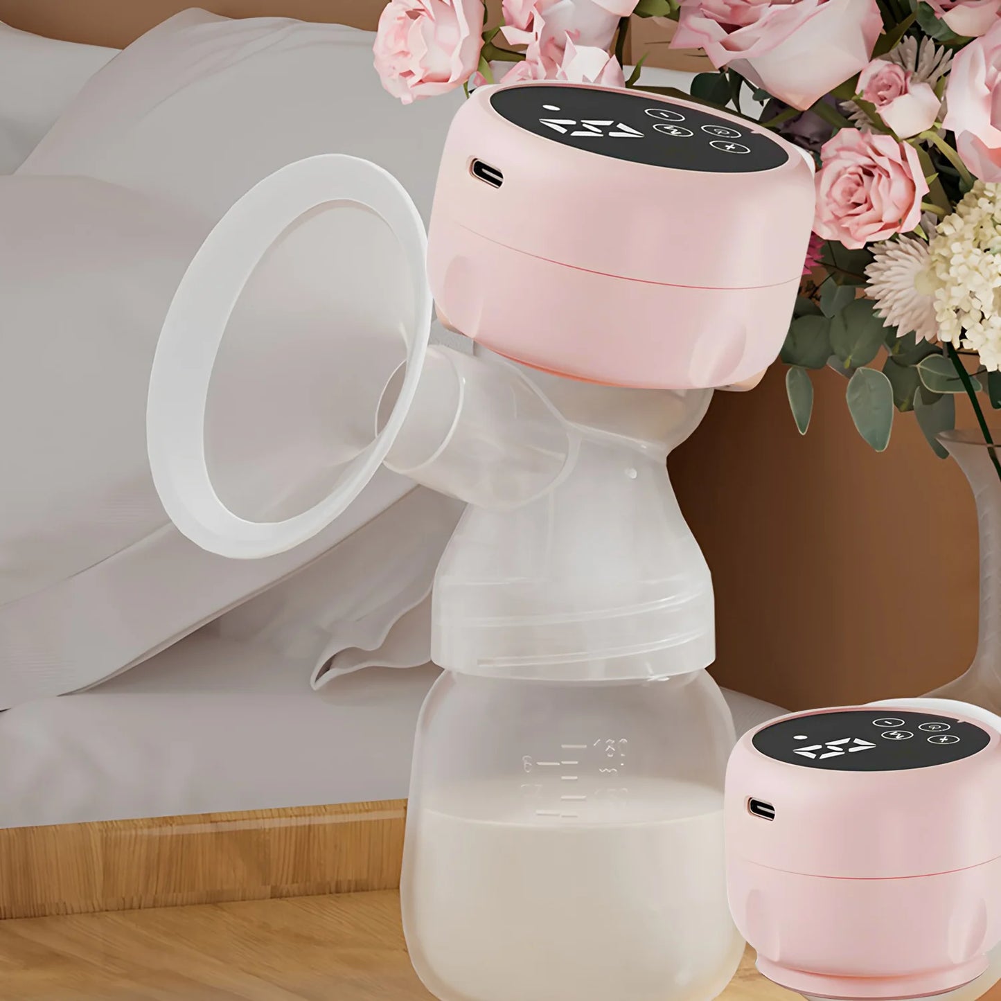 Rechargable Breast Pump Low Noise Electric Milk Puller Automatic Milker Comfort Breastfeeding Postpartum Care 180ML Milk Bottle
