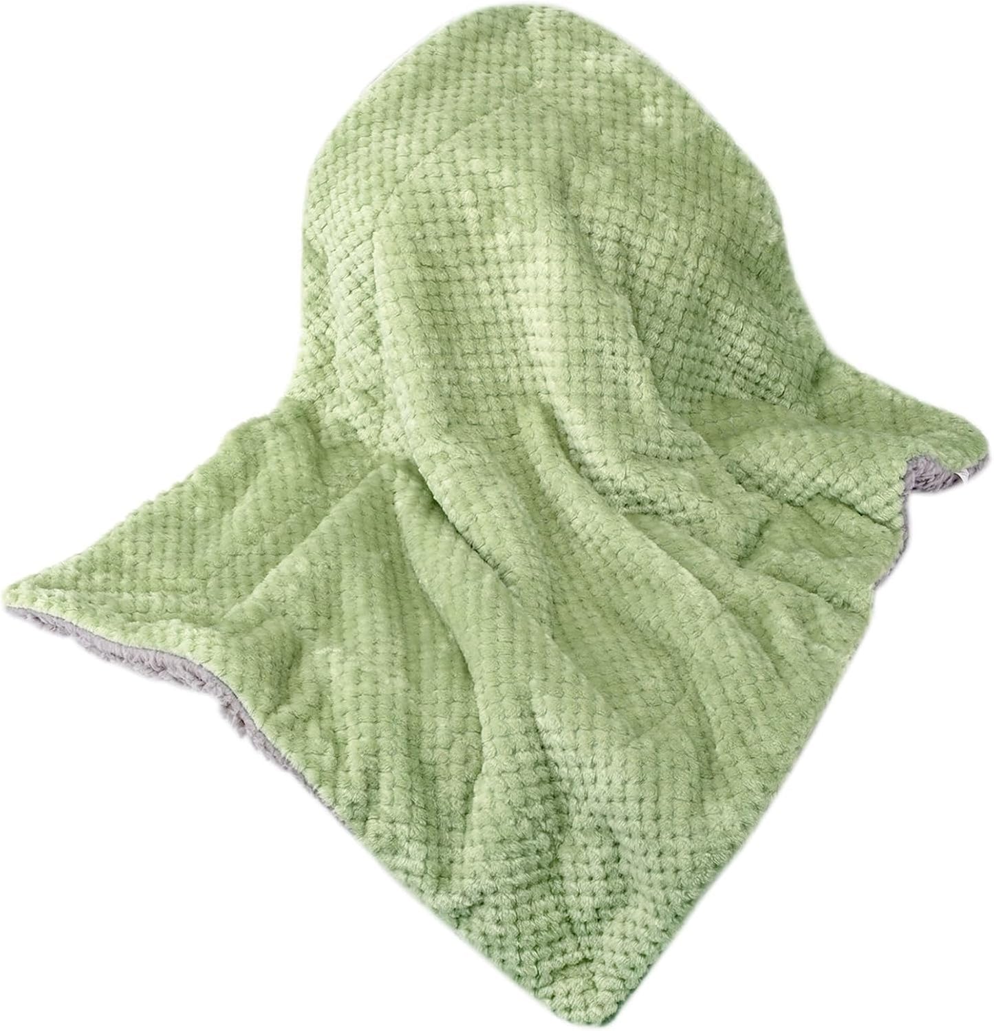 Fuzzy Sherpa Reversible Blanket for Baby, Soft Warm Cozy Coral Fleece Toddler, Infant or Newborn Reversible Blanket for Crib, Stroller, Travel, 30”×40”, Pastel Green