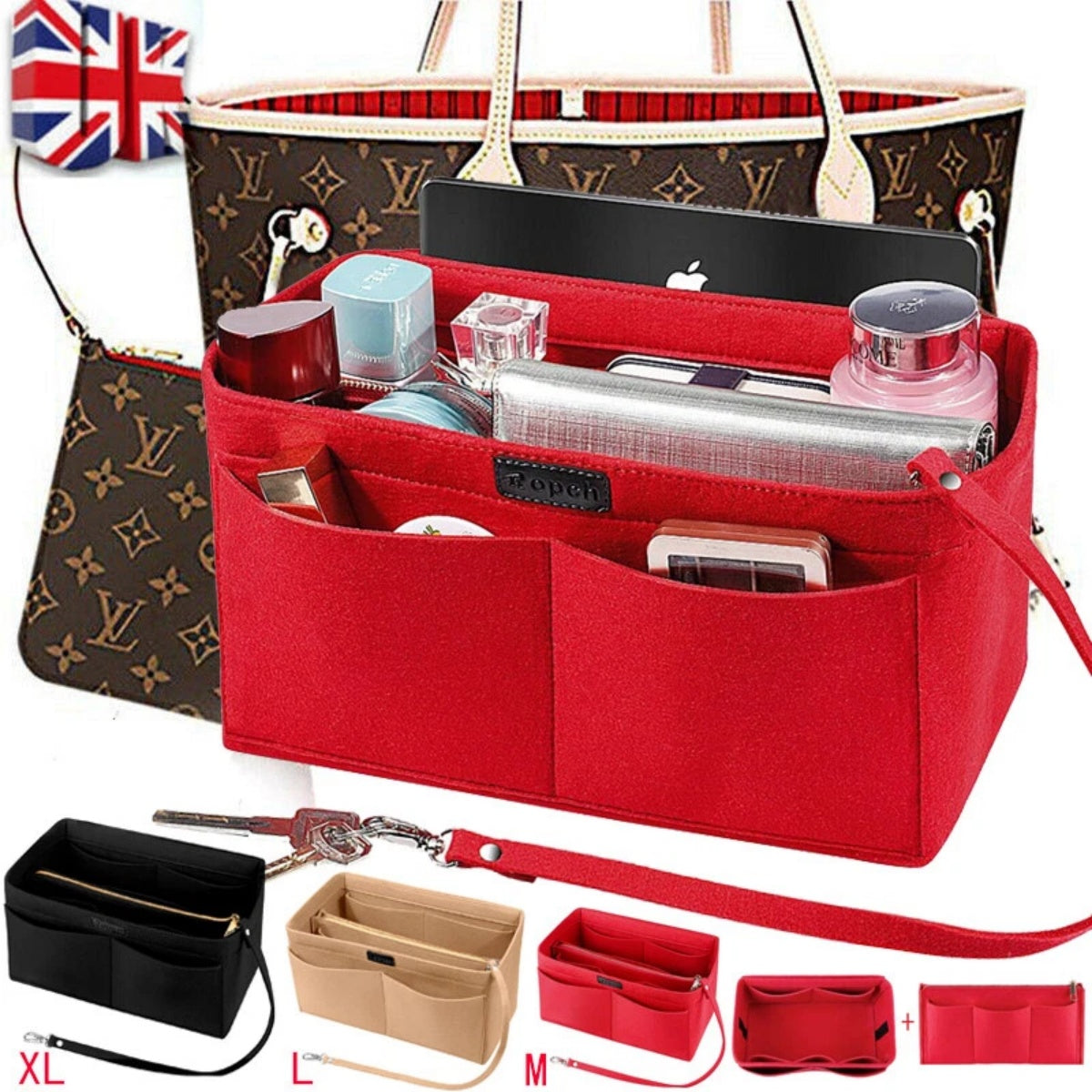 Women Ace Organizer Handbag Felt Travel Bag Insert Liner Makeup Organiser Pouch