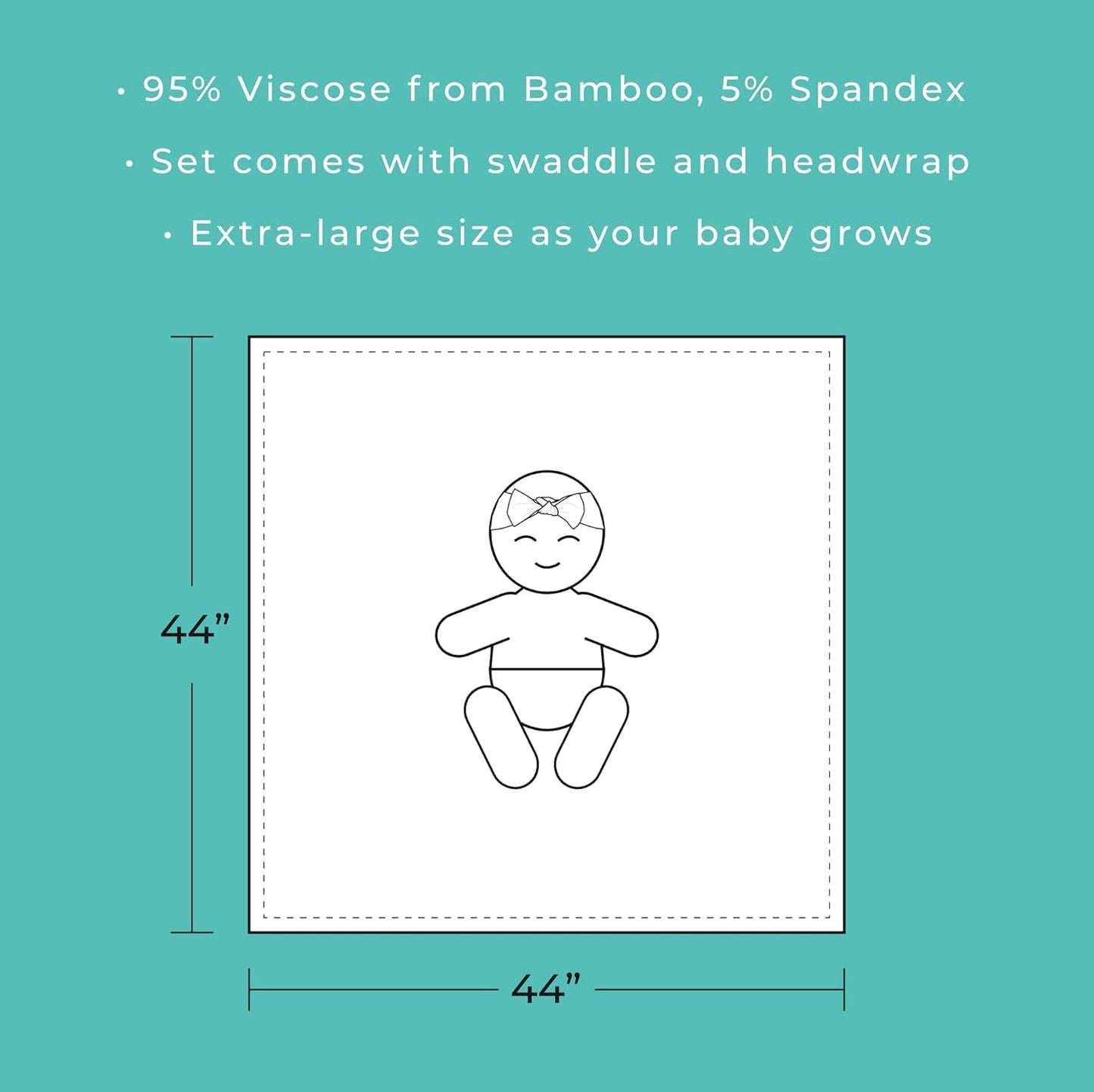 Baby Swaddle Blanket & Headband - Matching Newborn Girl Swaddle Set, Use as a Receiving Blanket or Nursing Cover (Rainbow Hearts)