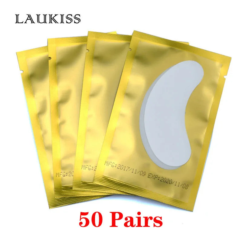 Laukiss 50/100/200Pairs Eyelash Pad Gel Patch Grafting Eyelashes Lint free Under Eye Patches For Eyelash Extension Makeup Tools