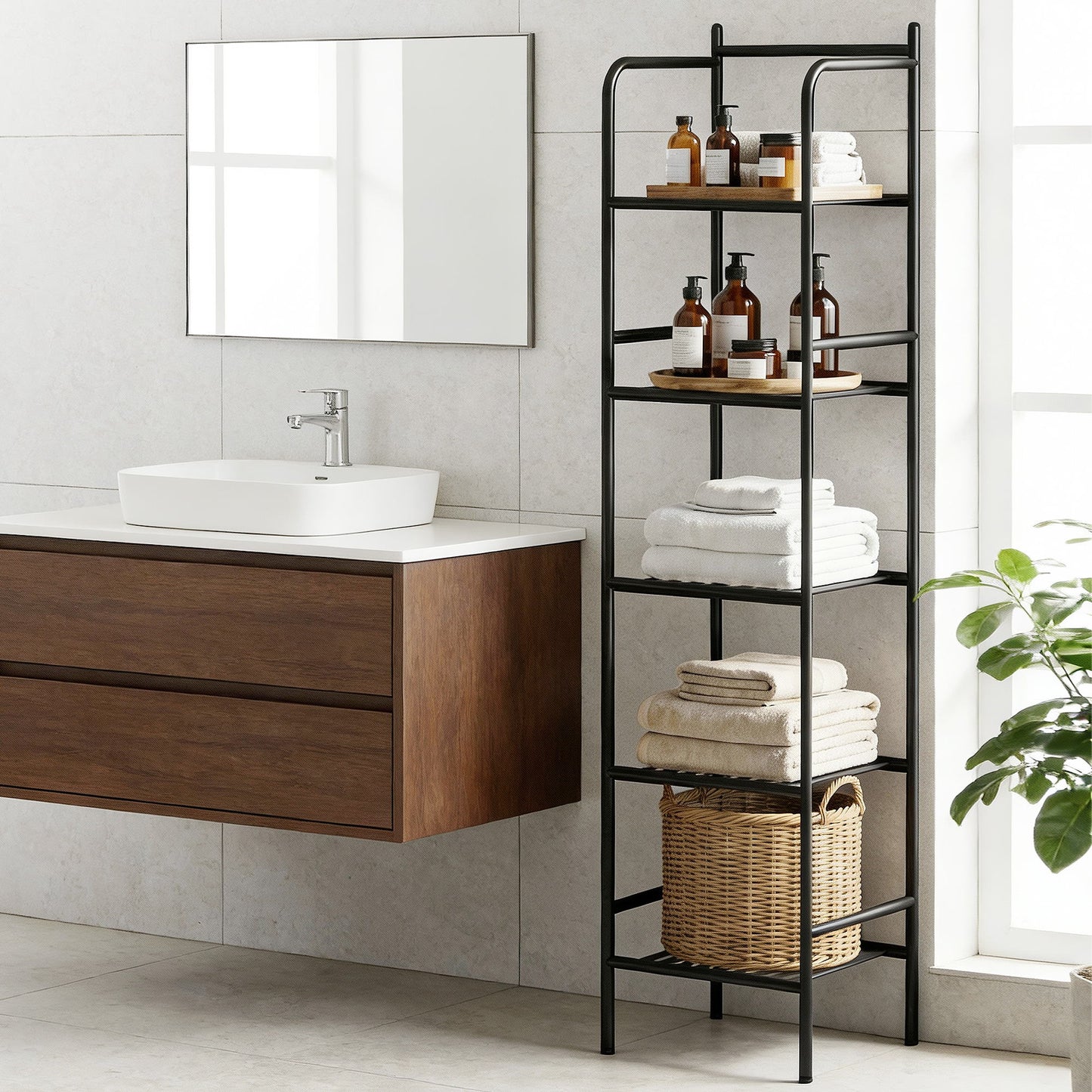 Artiss 5 Tier Floor Standing Corner Shower Caddy Bathroom Organizer Black