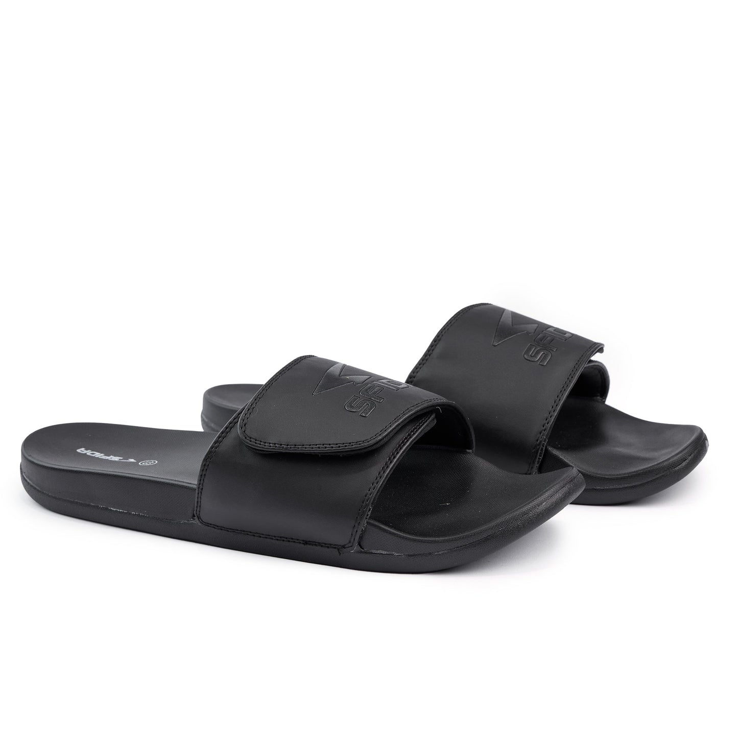 Laze Mens Adjustable V Strap Slides - BLACK