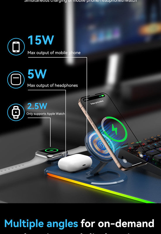 Wireless Charging Mouse Pad 15W RGB Gaming Mousepad Waterproof Desk Mat with Phone Holder 35.4''x11.8'' Extra Large Desk Pad Non-Slip Base Computer...