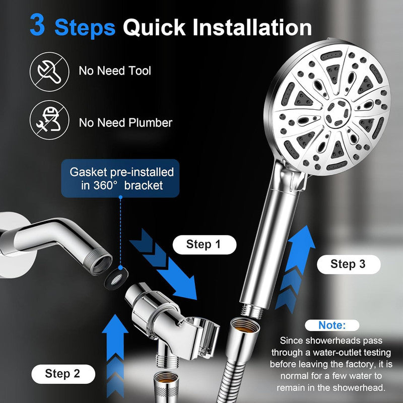 Filtered Shower Head with Handheld, High Pressure 8 Spray Showerhead with Filters & Upgraded Detachable Shower Head, Water Softener Filters Beads...
