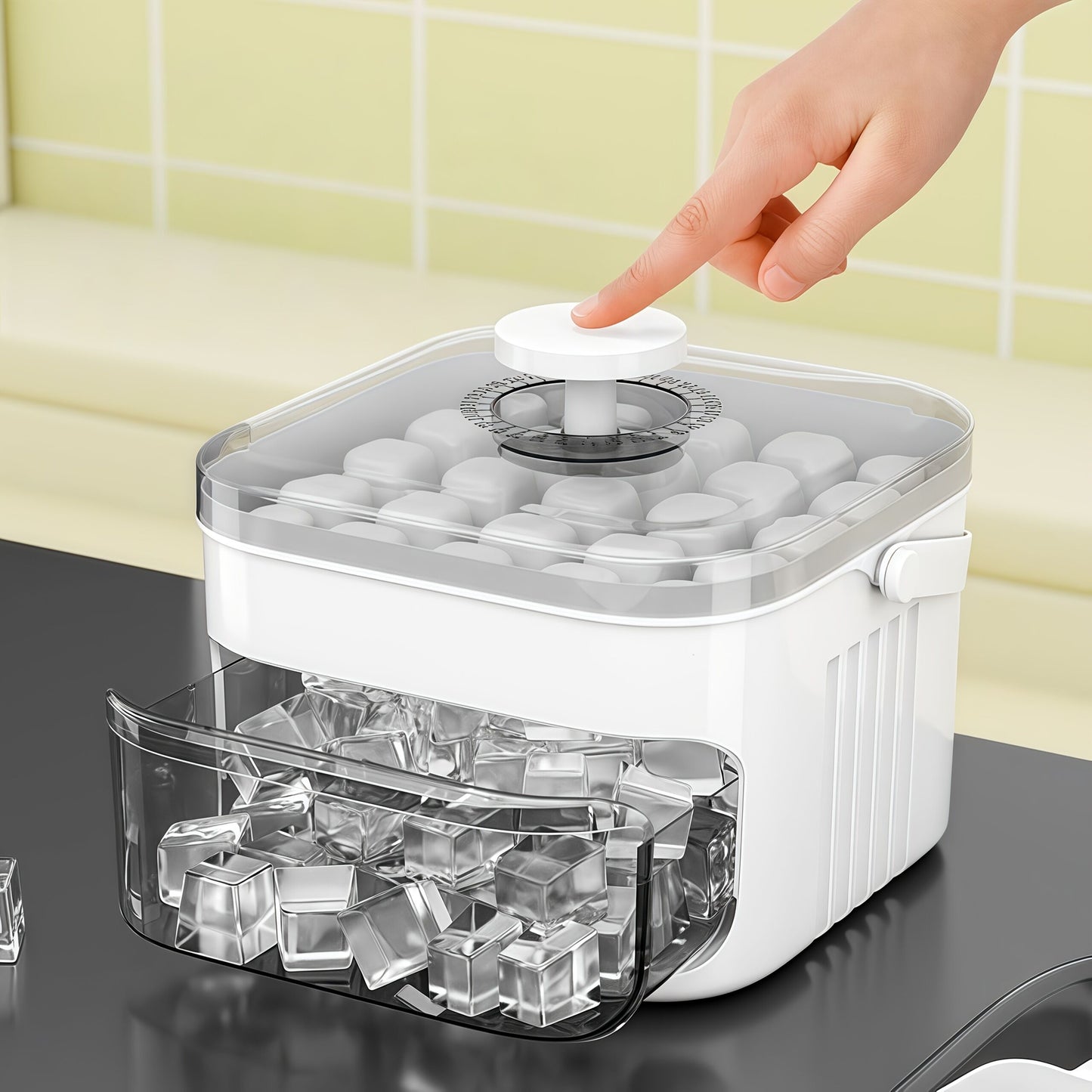 1PC Refrigerator Ice Cube Mold, Manual Press Two-Layer Design, Large Capacity Food-Grade PP Material, Suitable for Refrigerator Ice Making –...