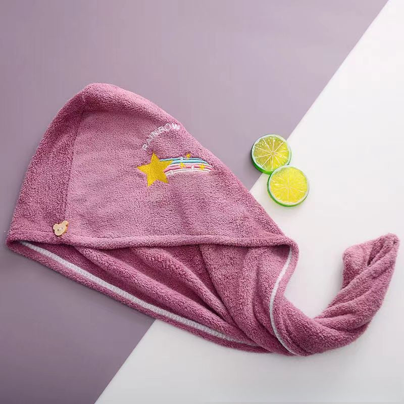 Ladies' Soft Quick-Dry Shower Cap Towel - Delicate Embroidery, Essential for a Refreshing Bath(light blue)