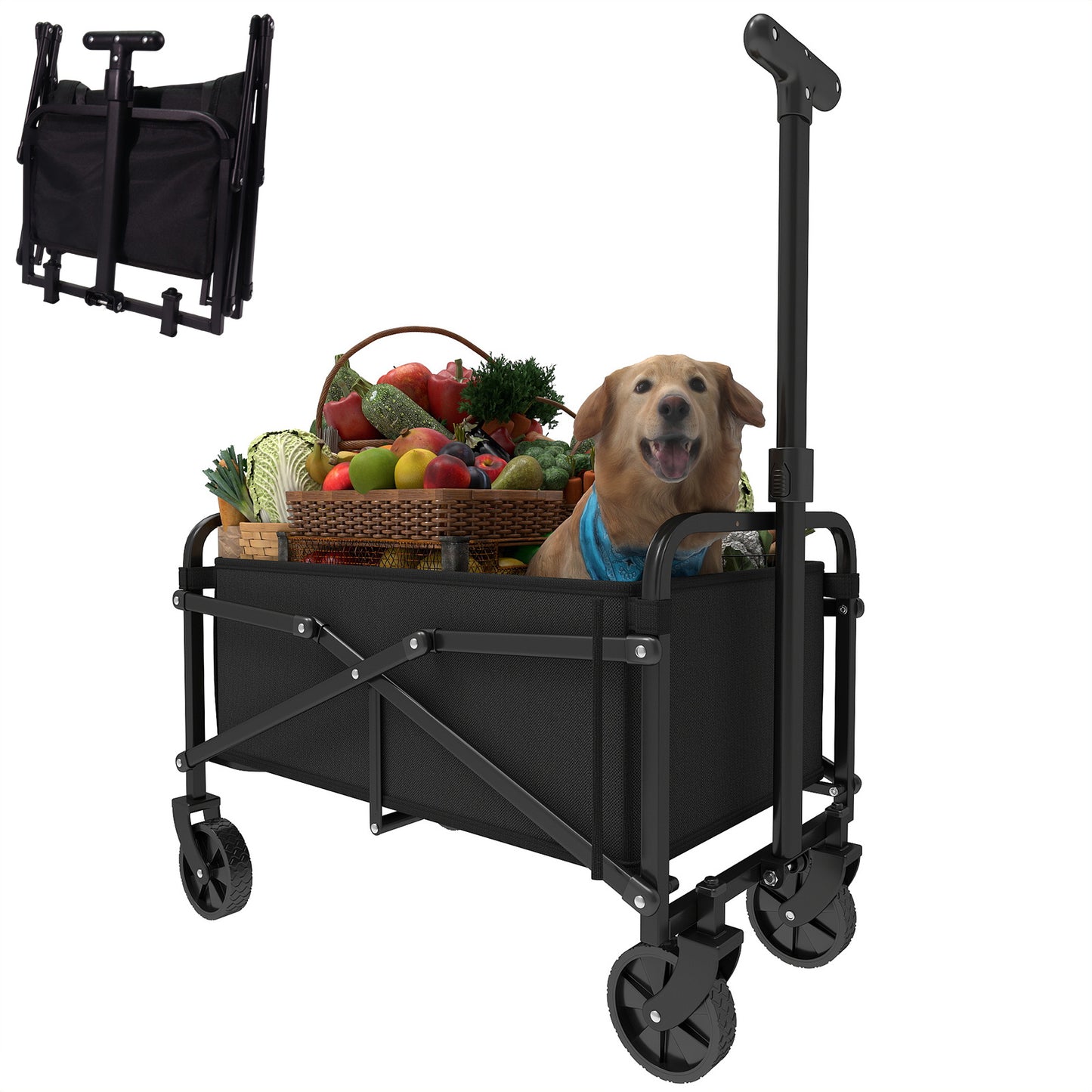 Foldable Shopping Cart, made of 600D waterproof Oxford fabric, equipped with all-terrain silent wheels. Suitable for...