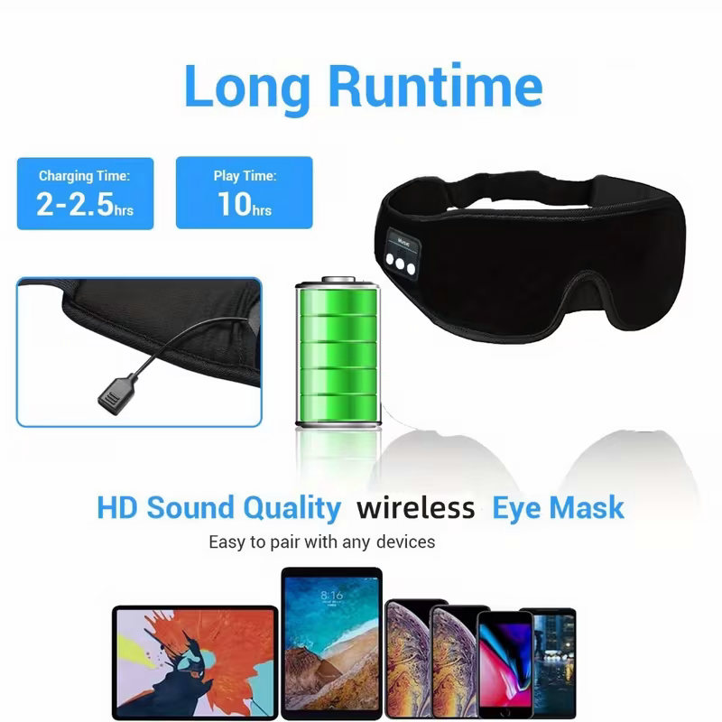 1 3D wireless sleep mask with 5.2BT headphones, the best sleep mask, Type-C charging cable built-in, wireless music eye mask, suitable for both men...
