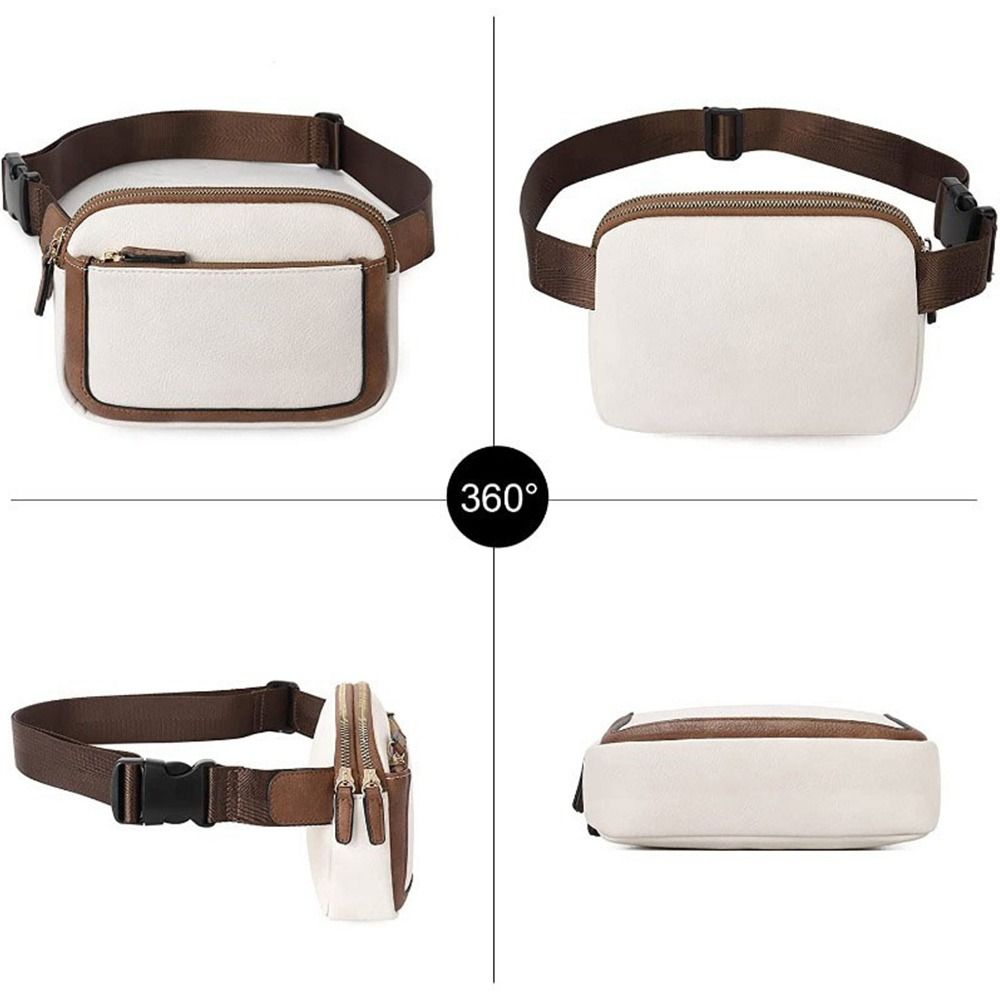 Women Black Crossbody Waist Bag PU Leather Belt Bag Travel Bag