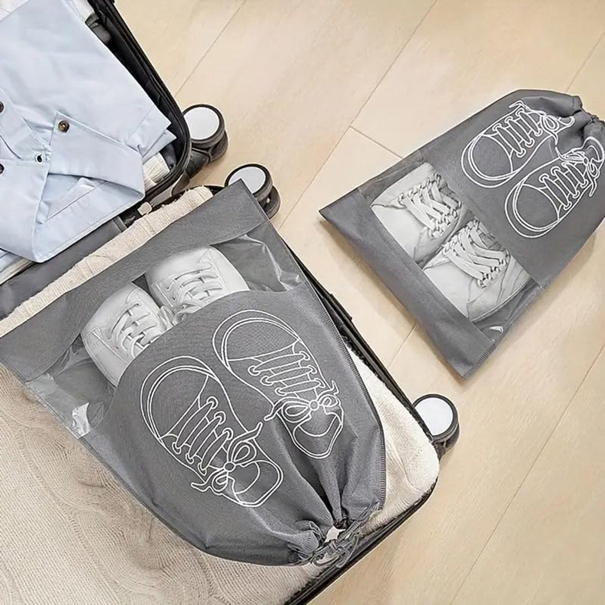 Shoe Bags - 5 Pieces - Shoe Bag - Travel and Storage Bag - Water-Repellent - Travel Organizer - Gray (43.5*32cm)