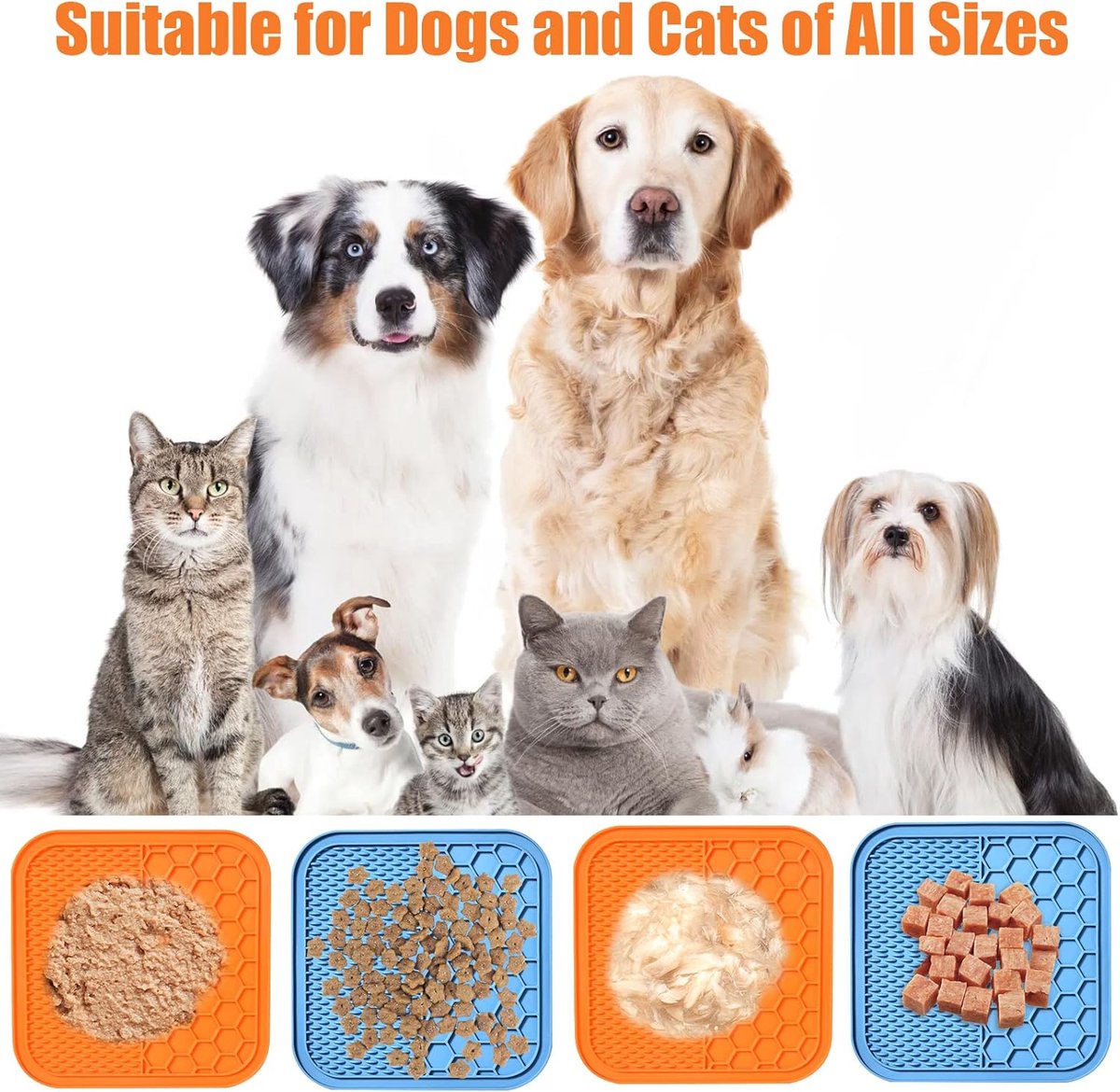 2-Pack Dog Lick Mats with Suction Cups - BPA-Free Slow Feeder Dog Lick Mats - Comes with 1 silicone scraper - Extra strong suction