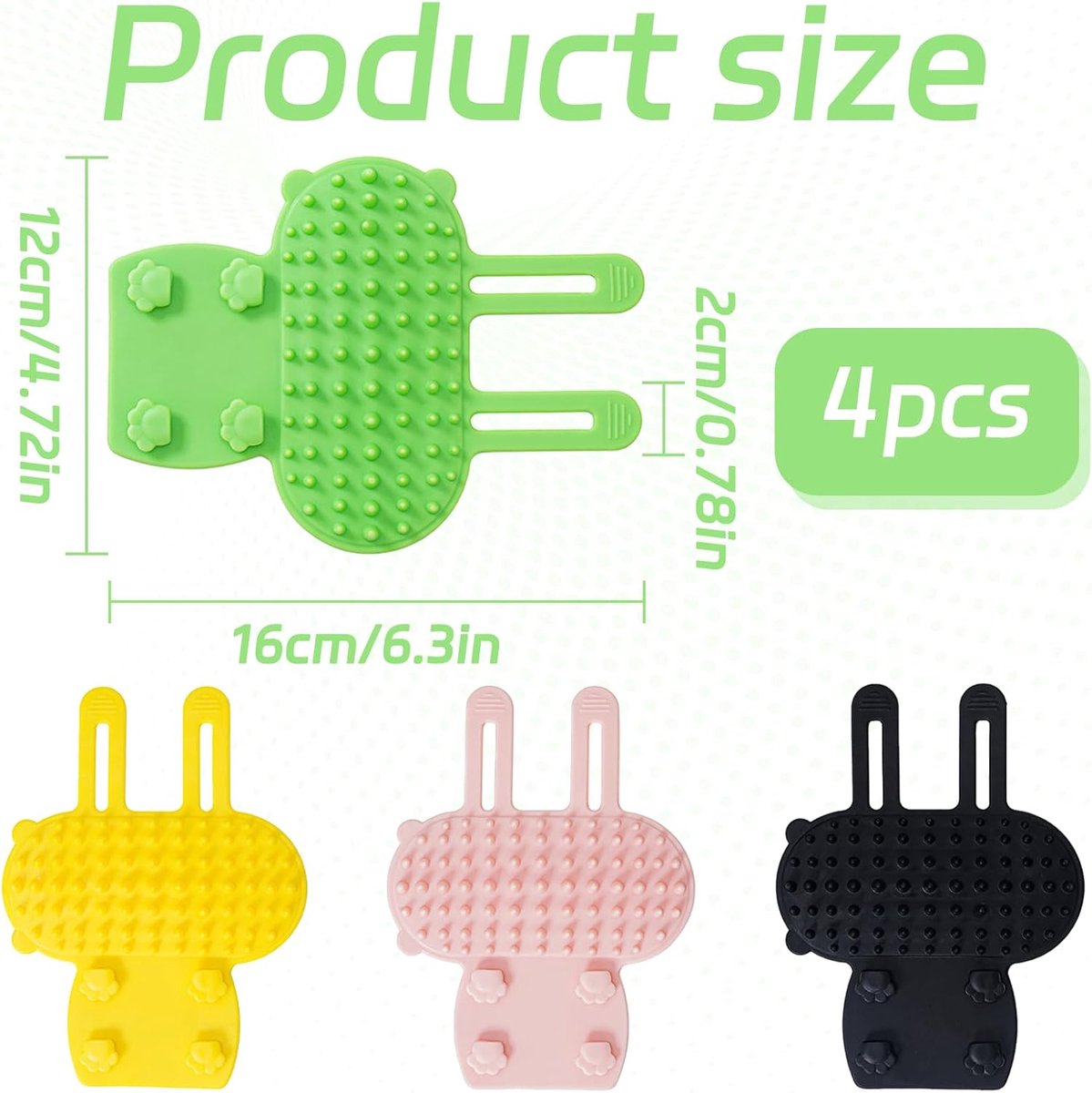 Cat Toys - Set of 4 - Scratching Post - Cat Comb - Made of Silicone - Reduces flying hair, scratching and itching - An excellent gift for cat...