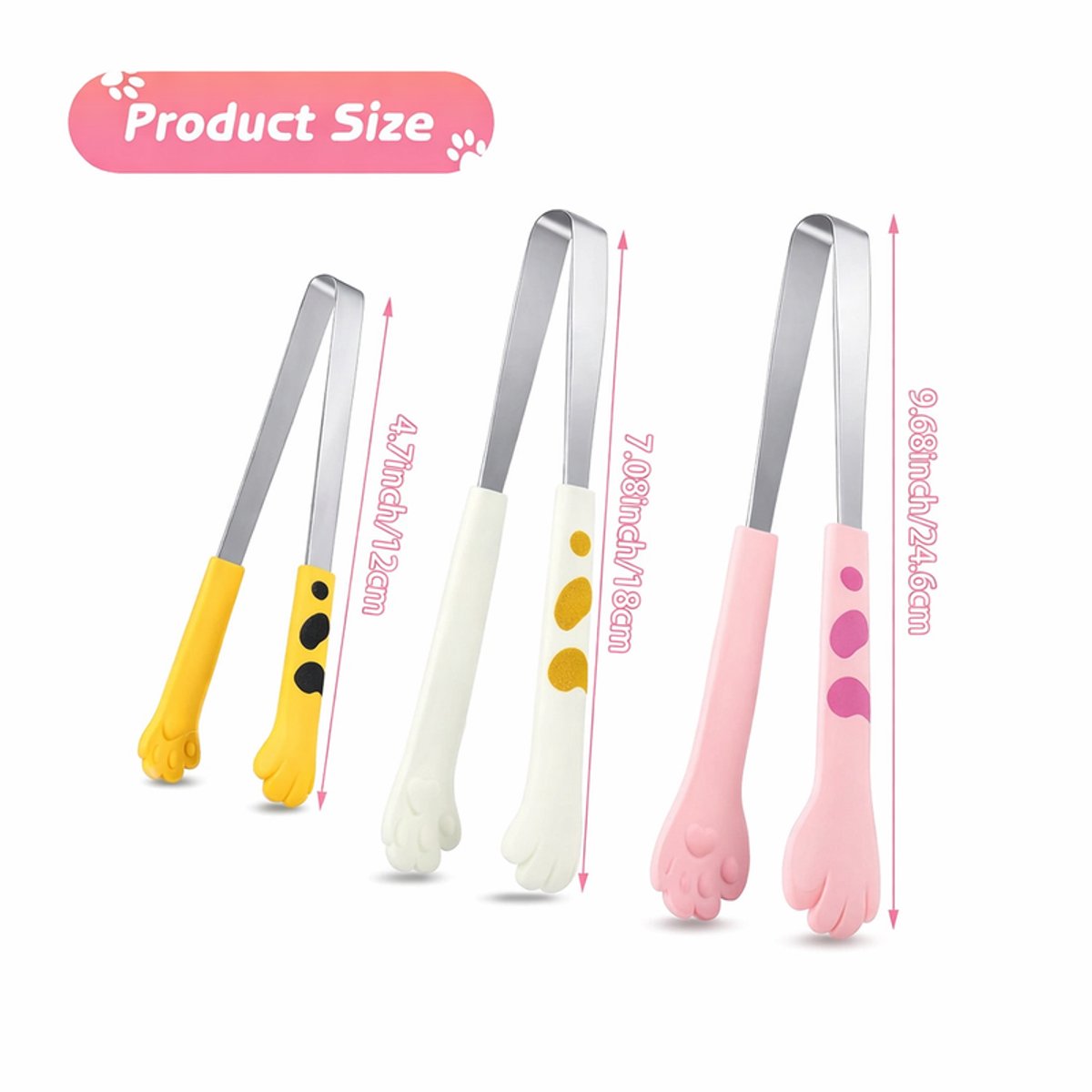 Stainless Steel Kitchen Tongs - Cute Kitchen Tongs for Food - Cute Kitchen Accessories - For Toasting Toast, Bagels, Grilling, etc. - Available in...