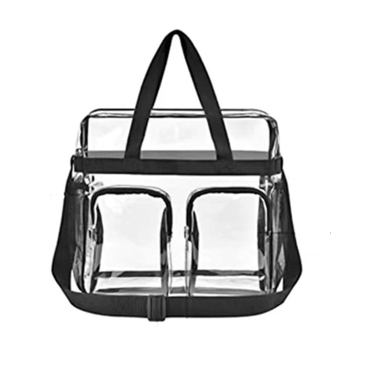 Clear Tote Bag Plastic Transparent Purse Handbag Zipper Security Event Stadium - Grey