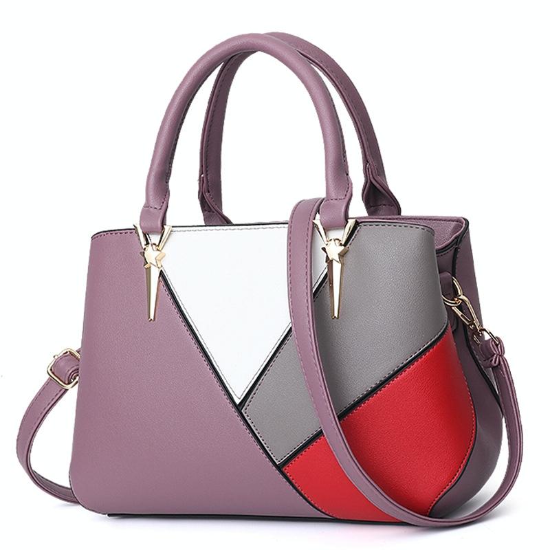 Colourblock Ladies Handbag - Pu Material - Pink