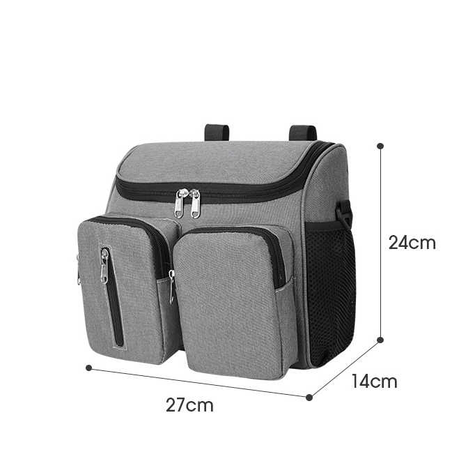 NNEDSZ Grey Universal Stroller Organizer Bag - Multi-Pocket Hanging Storage Bag for Baby Essentials