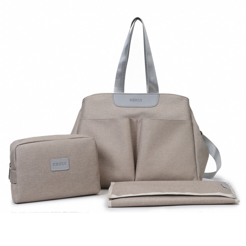 NNEDSZ Grey Multi-functional Baby Diaper Bag with Changing Mat - Travel & Stroller-Friendly Design
