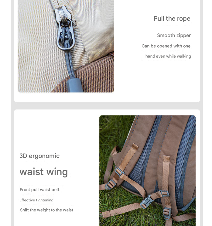 Balck-white 20L Lightweight Hiking Backpack for Camping, Travel, and Commuting