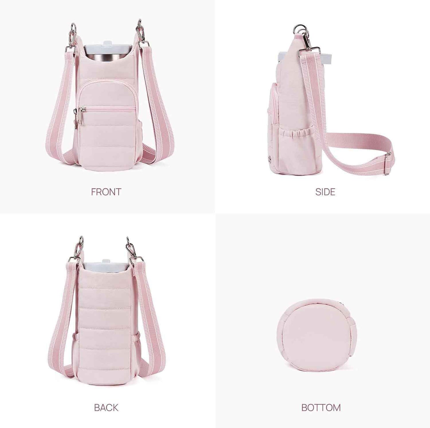 Pink Women's Crossbody Water Bottle Bag-Perfect for Hiking and Cycling