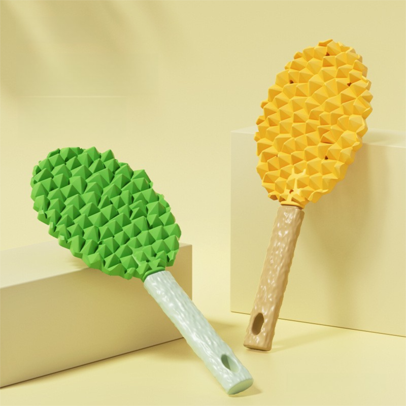 Yellow Pet Durian Massage Comb 2-Pack - Cat Deshedding Brush with Dual-Sided TPR Design for Soft Skin and Fur Cleaning
