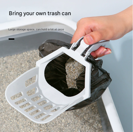 Yellow 2-in-1 Cat Litter Scoop with Attached Waste Bin Integrated Poop Scooper Holder Detachable Kit with 150 Degradable Bags