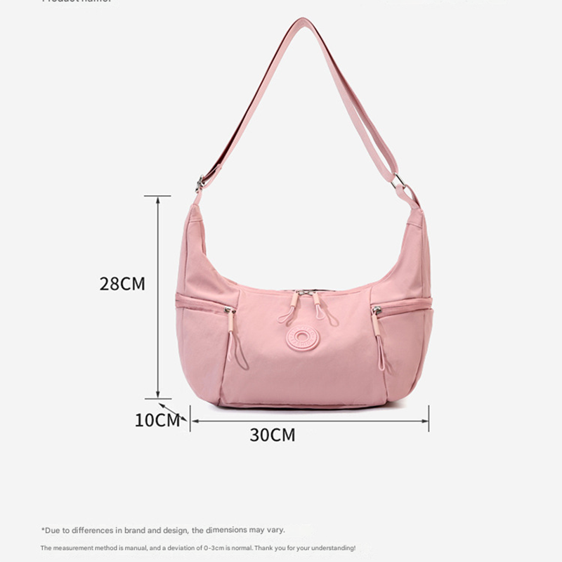 Pink Stylish & Lightweight Nylon Crossbody Bag for Women - Large Capacity Shoulder Hobo Bag with Water-Resistant Finish, Perfect for Travel & Daily...
