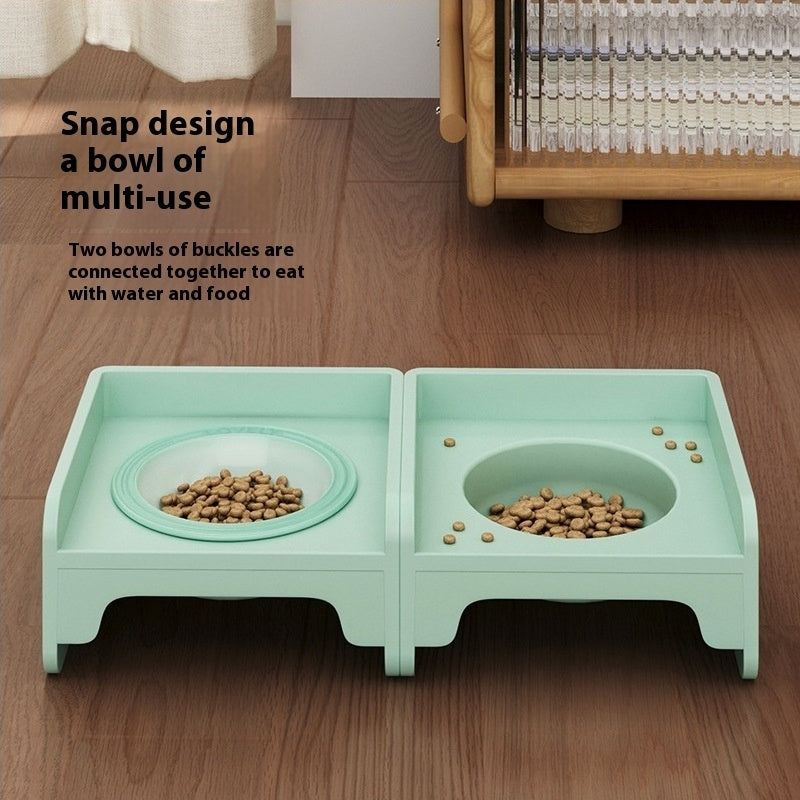 Purple Ceramic Raised Cat Bowl with Splash Proof Stand 250ml Elevated Pet Feeder for Kittens and Small Dogs Modular Interlocking Design