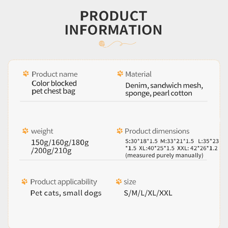 Yellow denim blue Pet Carrier Backpack Front Chest Pack Legs Out Breathable Mesh for Small Dogs Cats Hiking Travel Hands Free Adjustable...