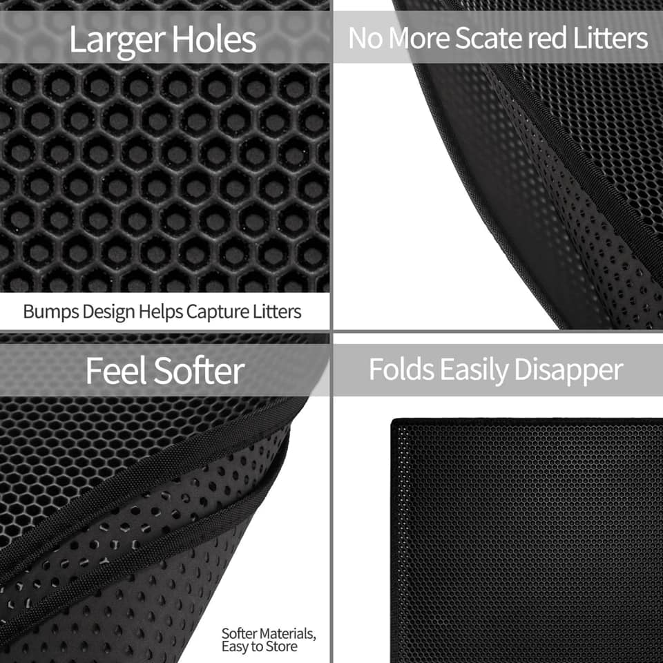 2-PCS Beige Double Layer Cat Litter Mat Honeycomb Design Waterproof EVA Trapping Mat for Litter Box