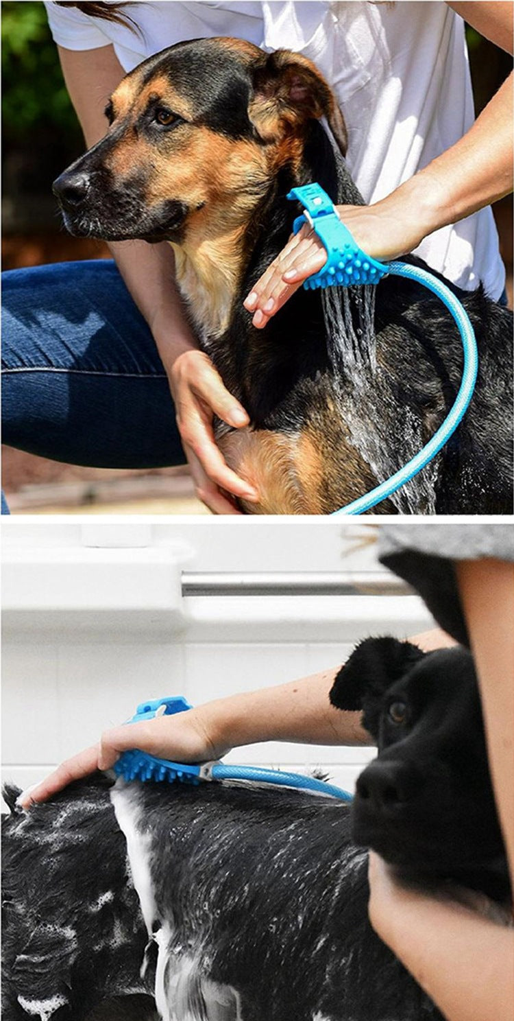 2-in-1 Pet Bathing Tool - Silicone Massage Shower Sprayer & Brush for Dogs & Cats