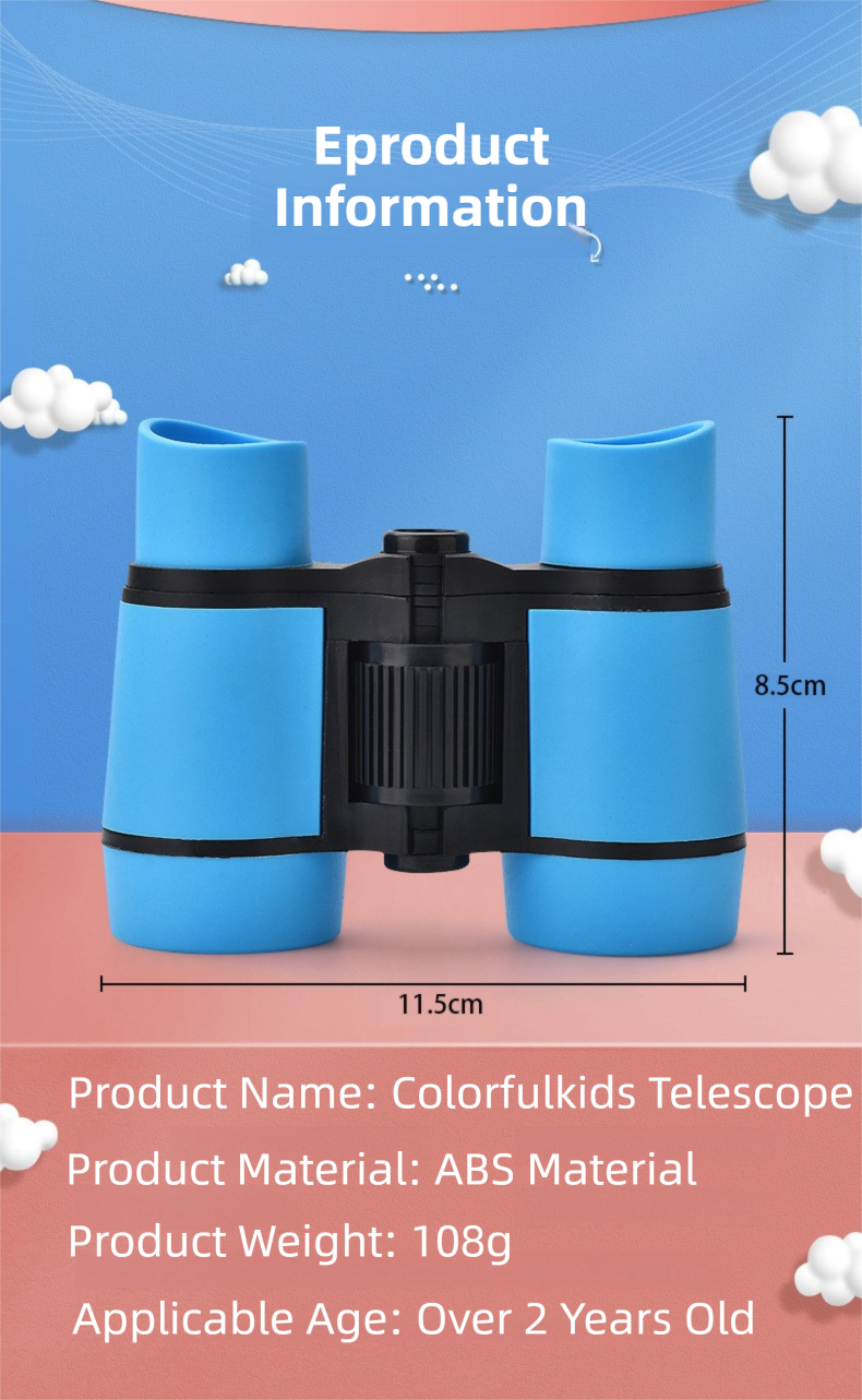 Pink 6X30 Lightweight Kids Binoculars with Non-Slip Colorful Rubber Grips - Educational Outdoor Exploration Toy with Shoulder Strap