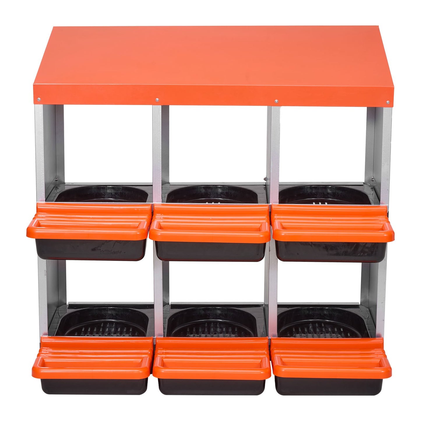 VEVOR 2 Tiers Chicken Nesting Boxes, 6 Compartments, Metal Egg Laying Boxes with Protective Collection Lids, Roll Out Nesting Box, Easy to...