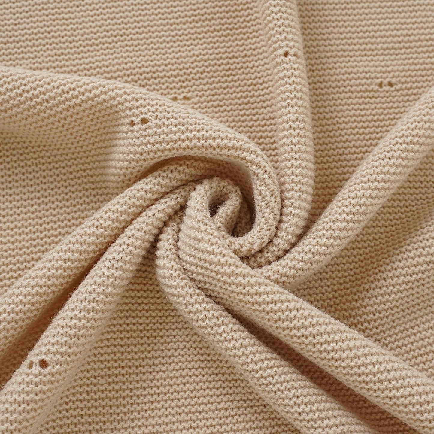 100% Pure Cotton Baby Blanket Extra Soft Cellular Neutral Swaddle Receiving Crib Blanket for Newborn Baby Boy Girl Size 30 X 40 Inches (Camel -Lace)