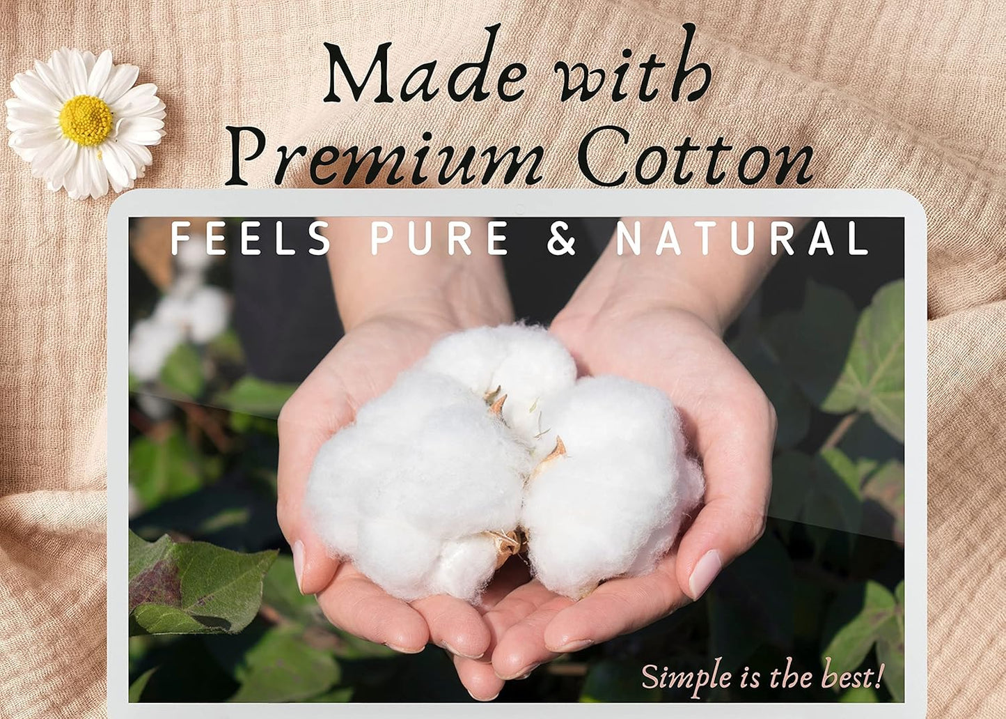 Premium Solid Muslin Cotton Blanket (White) 47" X 47"