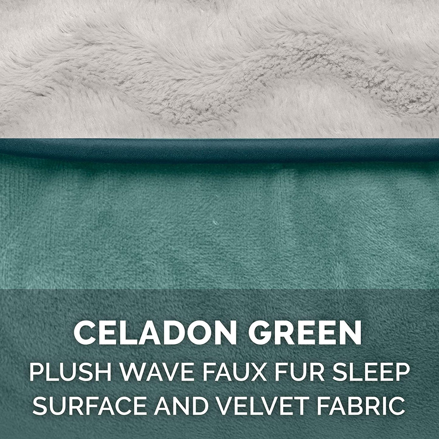 Orthopedic Dog Bed for Small Dogs W/ Removable Bolsters & Washable Cover, for Dogs up to 20 Lbs - Plush & Velvet Waves Perfect Comfort Sofa - Celadon Green, Small