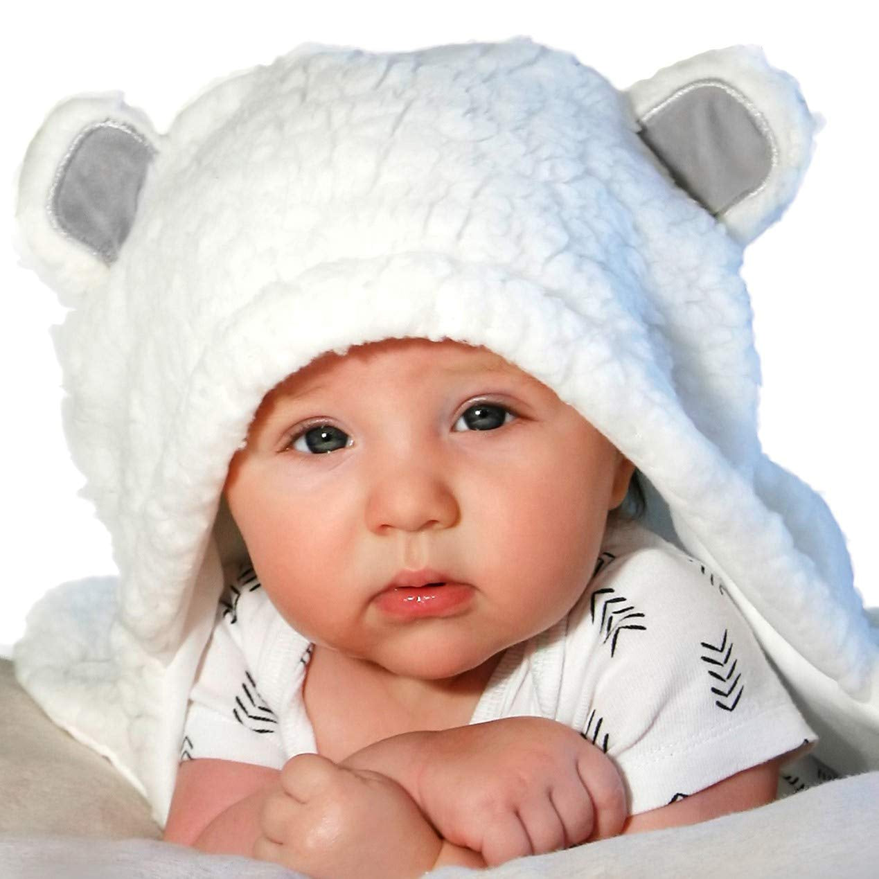 -Cute Bear Organic Newborn Swaddle Wrap-Gender Neutral Soft Baby Blanket, Newborn Baby Registry Gift(Grey 0-3M)