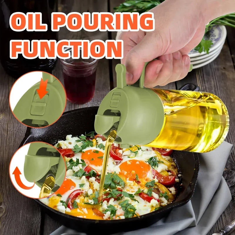 2in1 500ml Plastic Spray Oil Sprayer Bottle Spray Oil Dispenser Oil Jar Cruet BBQ Kitchen Baking Roasting Picnic Kitchen Tool
