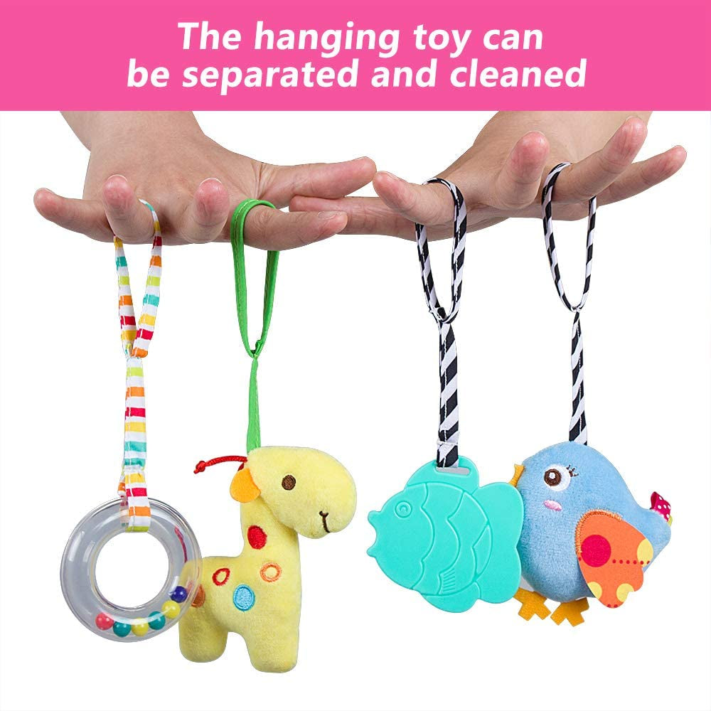 Baby Car Seat Toys, Activity Spiral Pram Hanging Toys with Rattle for Infant (Elephant)