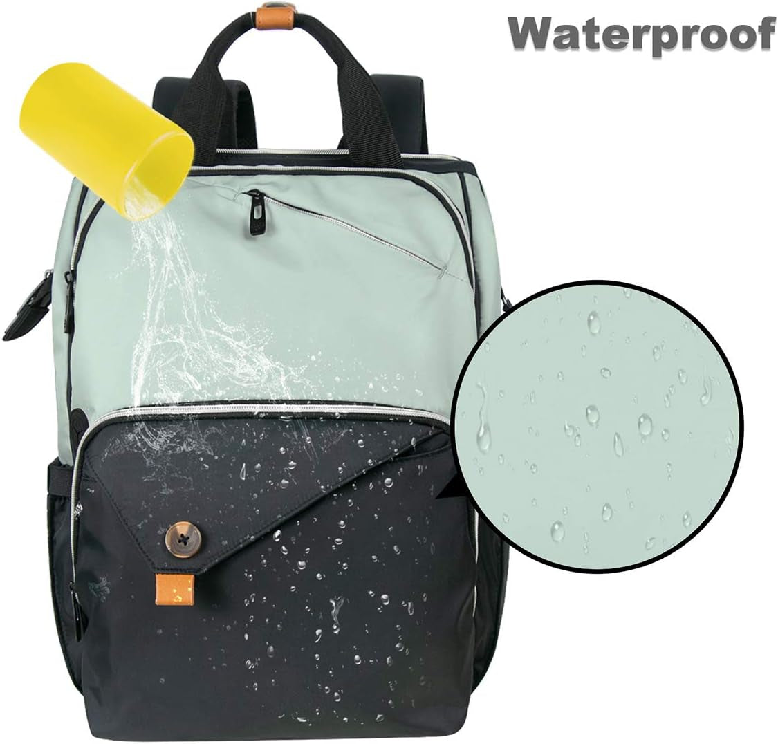 Diaper Bag Backpack,Large Capacity Travel Back Pack Maternity Baby Nappy Changing Bags, Double Compartments with Stroller Straps,Waterproof,Grey Black(Us7340-Gb)