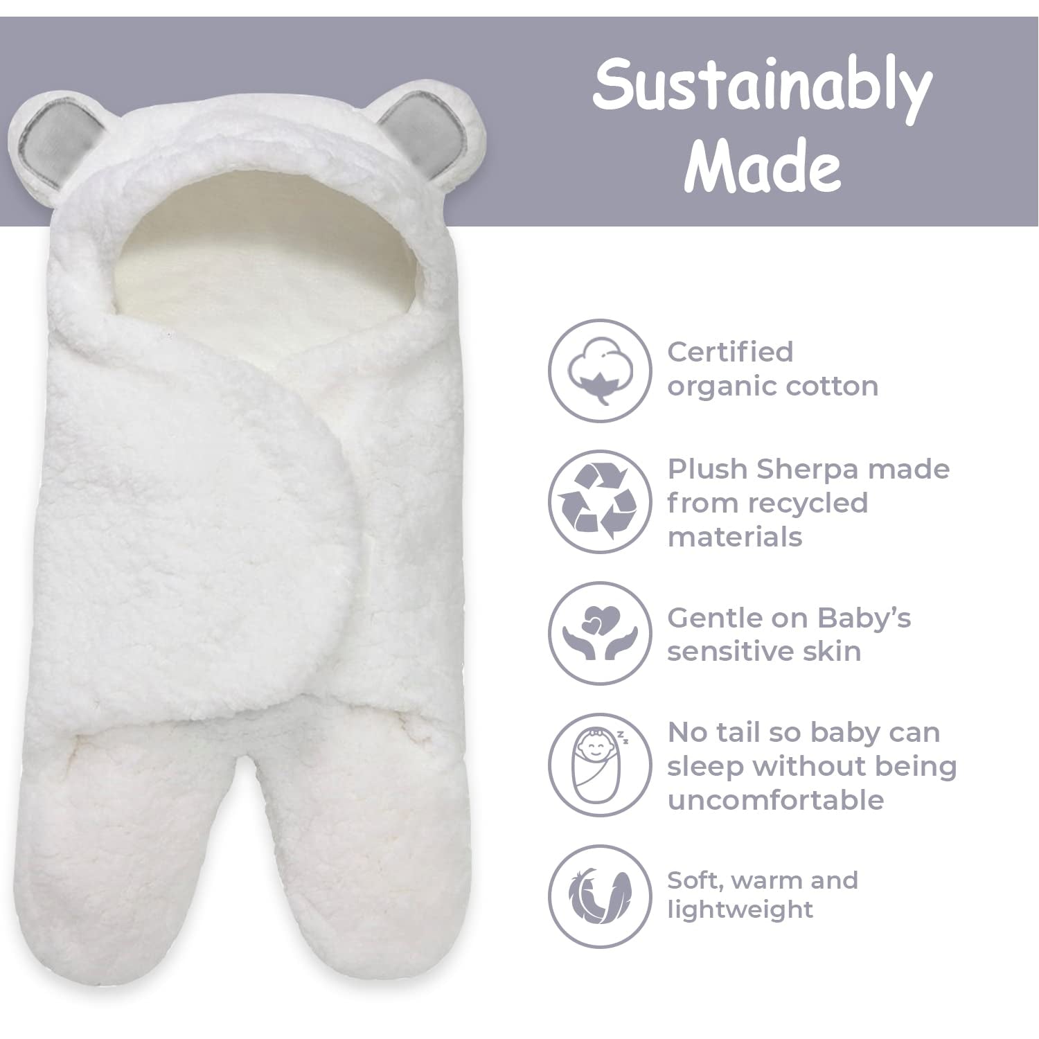 -Cute Bear Organic Newborn Swaddle Wrap-Gender Neutral Soft Baby Blanket, Newborn Baby Registry Gift(Grey 0-3M)
