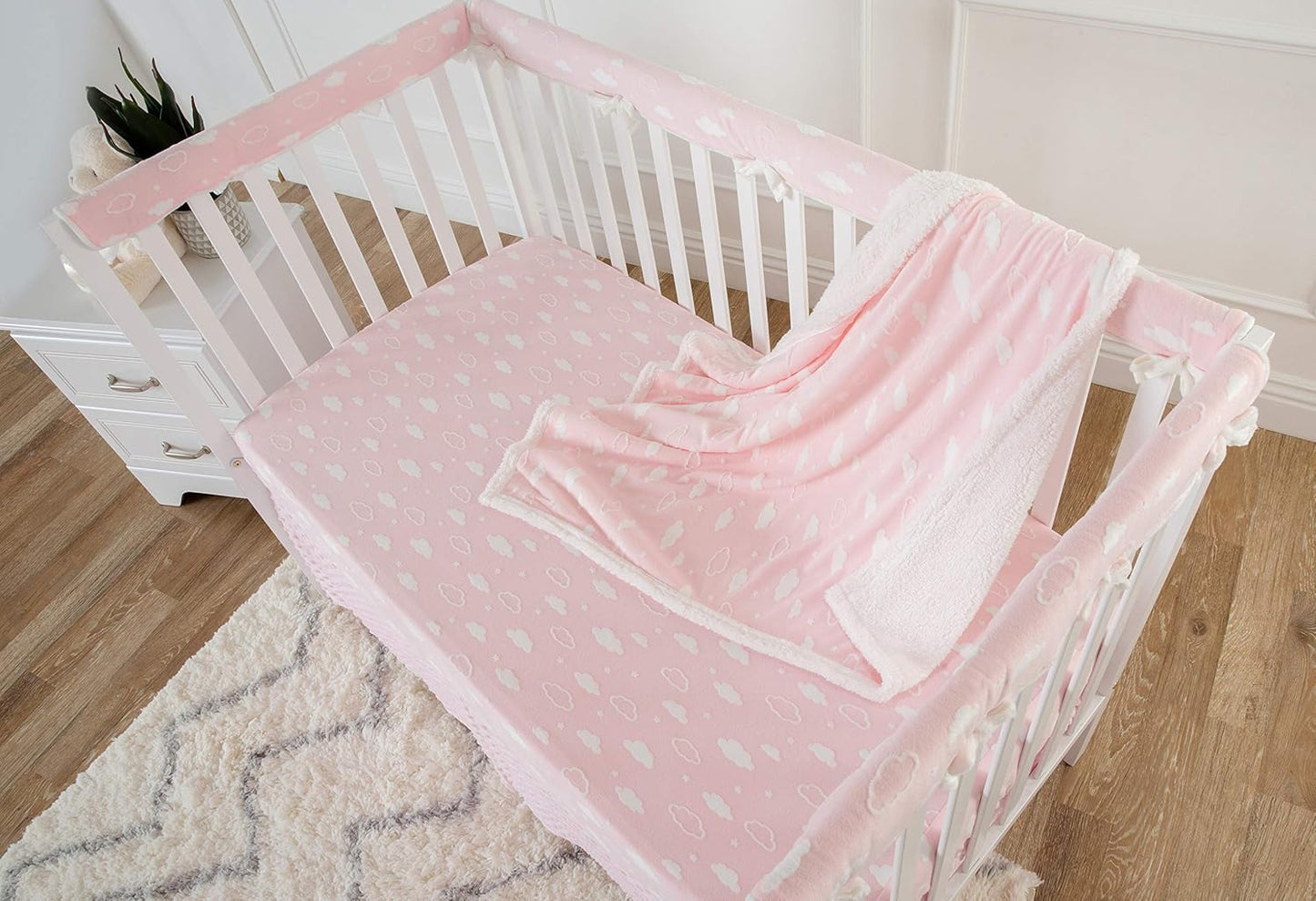 Heavenly Soft Chenille Sherpa Receiving Blanket (30" X 35"), 3D Pink, Warm and Cozy for Boys and Girls, Ideal for Baby Carrier, Stroller, and Travel