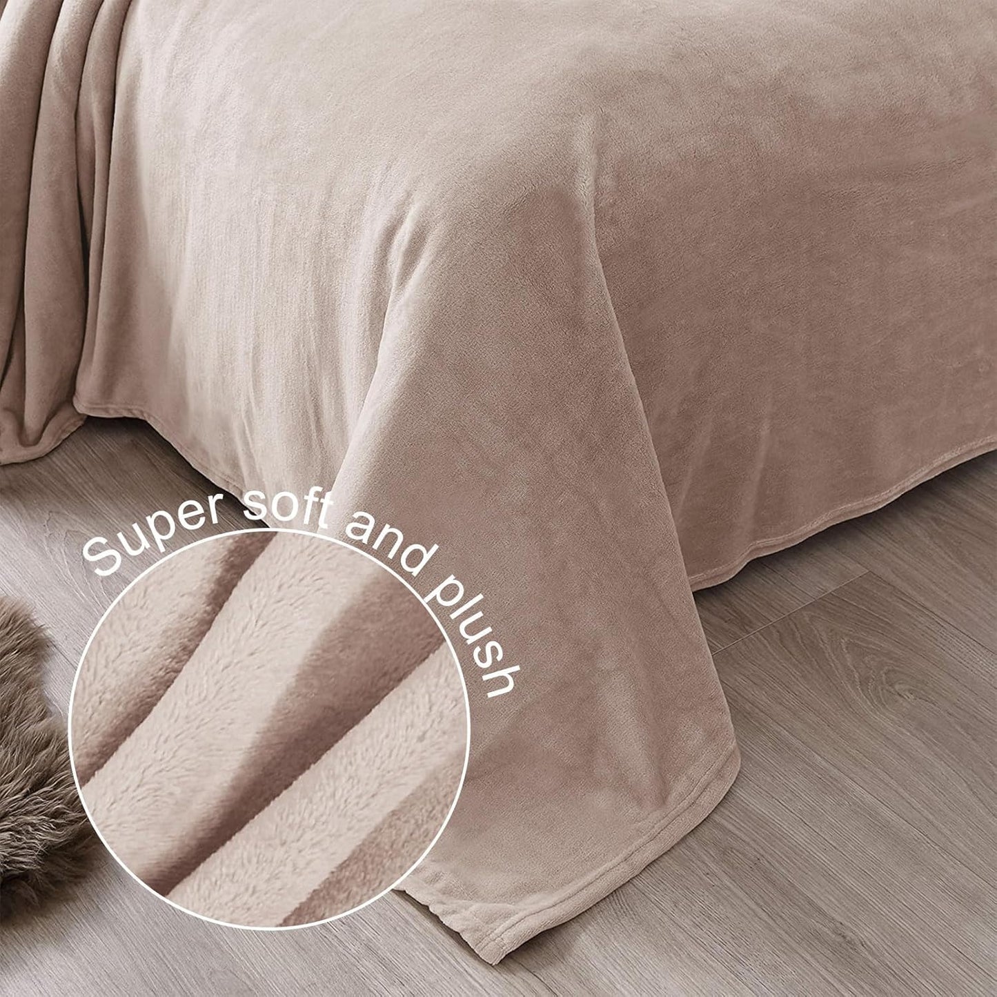 Fleece Blanket Queen Size for Bed, Super Soft and Warm, All Season Use, Cozy, Plush, Lightweight, 90X90 Inches, Camel