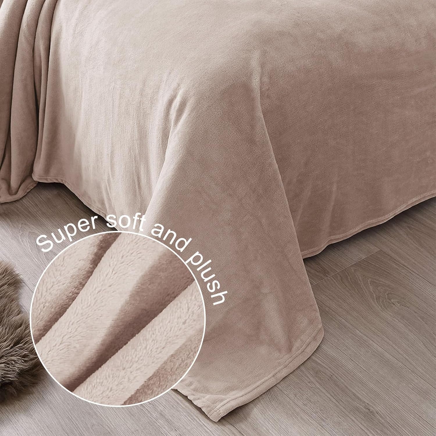 Fleece Blanket Queen Size for Bed, Super Soft and Warm, All Season Use, Cozy, Plush, Lightweight, 90X90 Inches, Camel