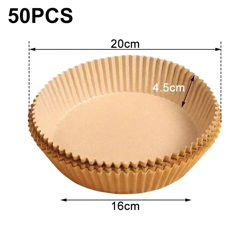 50/100/200pcs Disposable Air Fryer Paper Round/Square Special Paper Food Silicon Oil Paper Air Fryer Liners Baking Paper