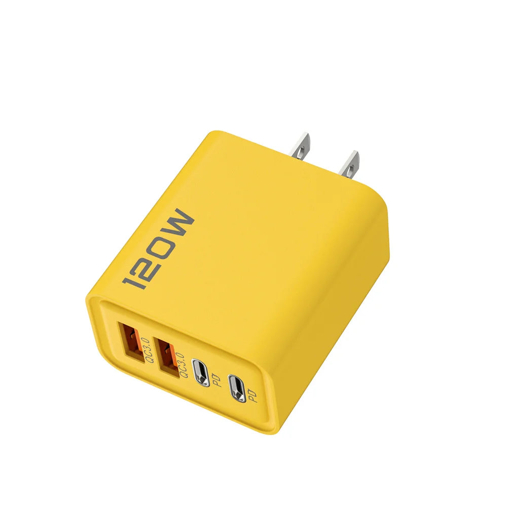 Total 120W 4-Port USB  Type C Fast  Wall Adapter for  Quick Charge Mobile Phone