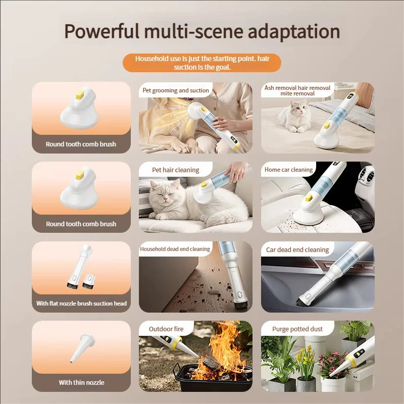 Pet Grooming Vacuum Cleaner Automatic Shedding Brush 3-In-1 Portable Household Vacuum Cleaner Cat Dog Hair Removal Grooming Kit