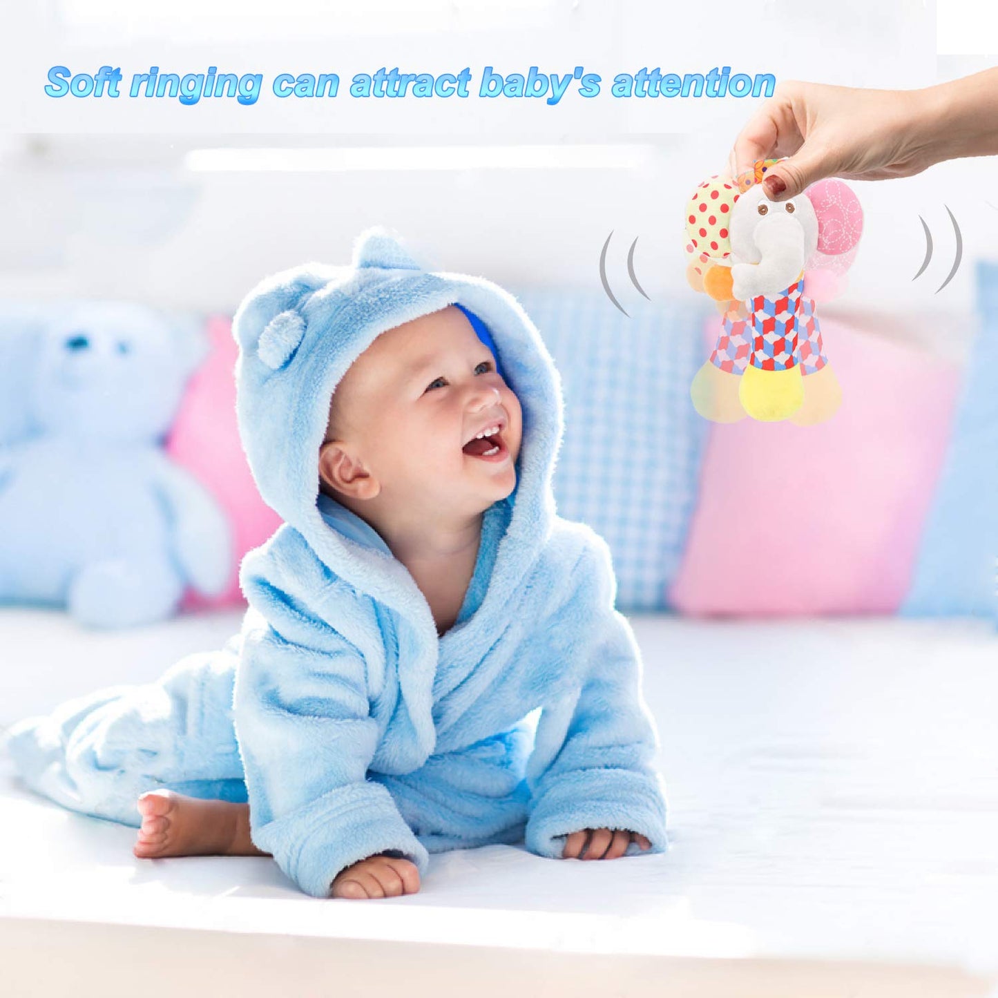 Wrist Rattles Foot Finder Rattle Toy for 3-6 Months Baby, Feet Leg Ankle Socks Arm Hand Bracelet Shaker for 6-9 Months Infant Boy & Girl, Gift Set for 0-2 Years Newborn Babies (5 Pcs-C)