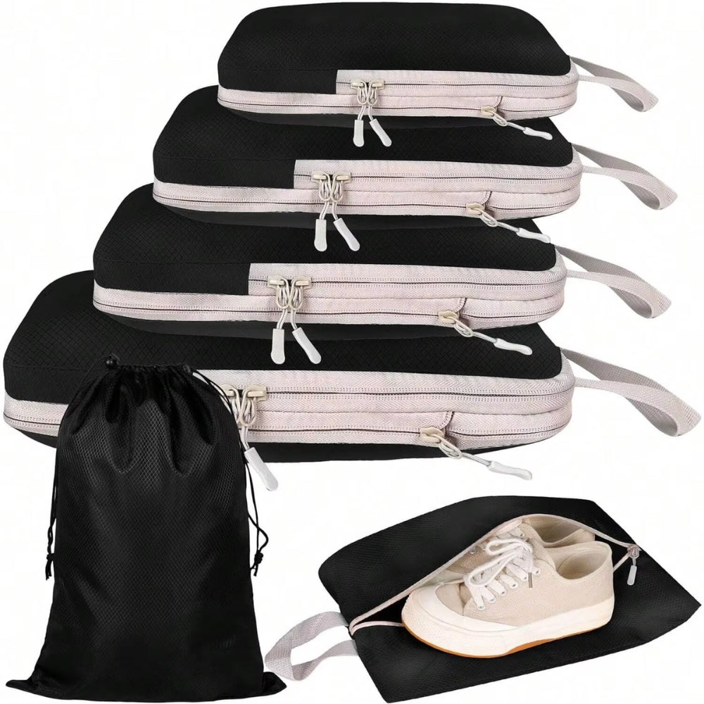 6 Set Compression Packing Travel Storage Bag Cubes Luggage Organizer