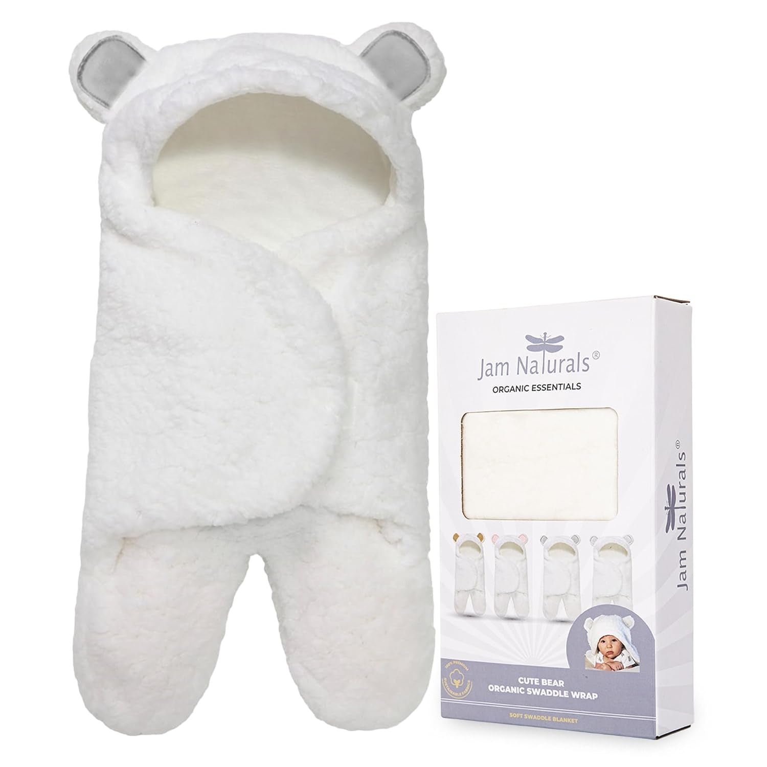 -Cute Bear Organic Newborn Swaddle Wrap-Gender Neutral Soft Baby Blanket, Newborn Baby Registry Gift(Grey 0-3M)